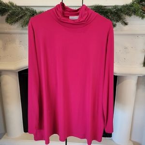 Susan Graver plus size 2x hot pink turtleneck long sleeve top